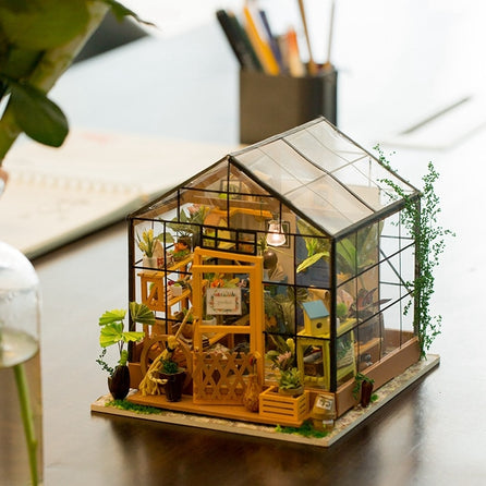 INSGEN Kit de construction de serre de poupée miniature à faire soi-même,  diorama en bois, maison de coin pour adultes, mini rue, petite  bibliothèque