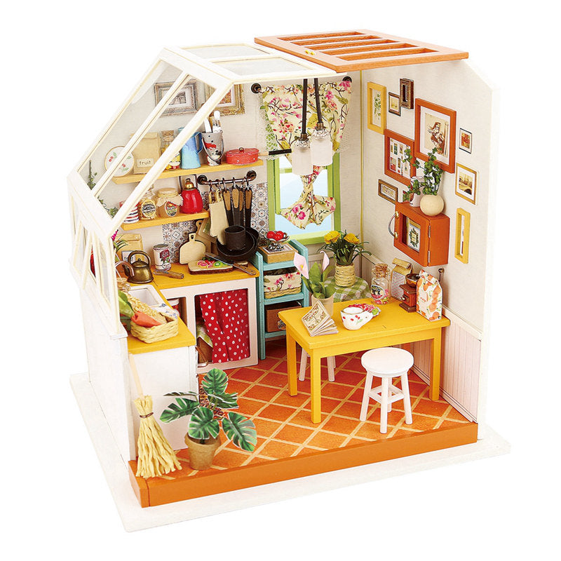Maison de poupée bricolage - Maison de poupée miniature avec éclairage LED  Kit de