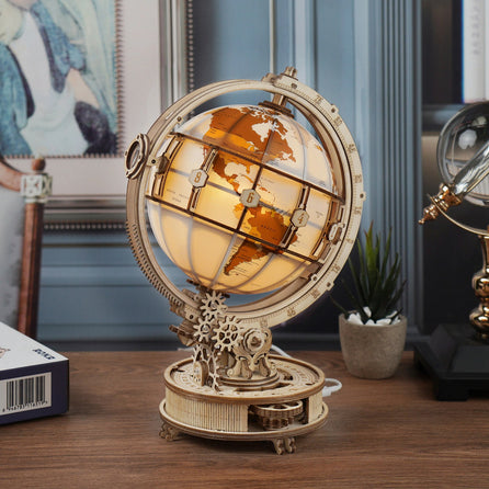 ROKR Globe Lumineux À LED Puzzle 3D Bois