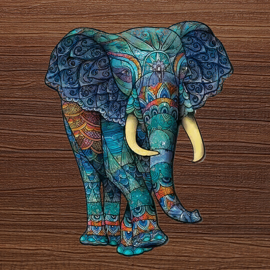 elephant puzzle 5 pieces bois de hetre massif, fait main, animaux sauvage